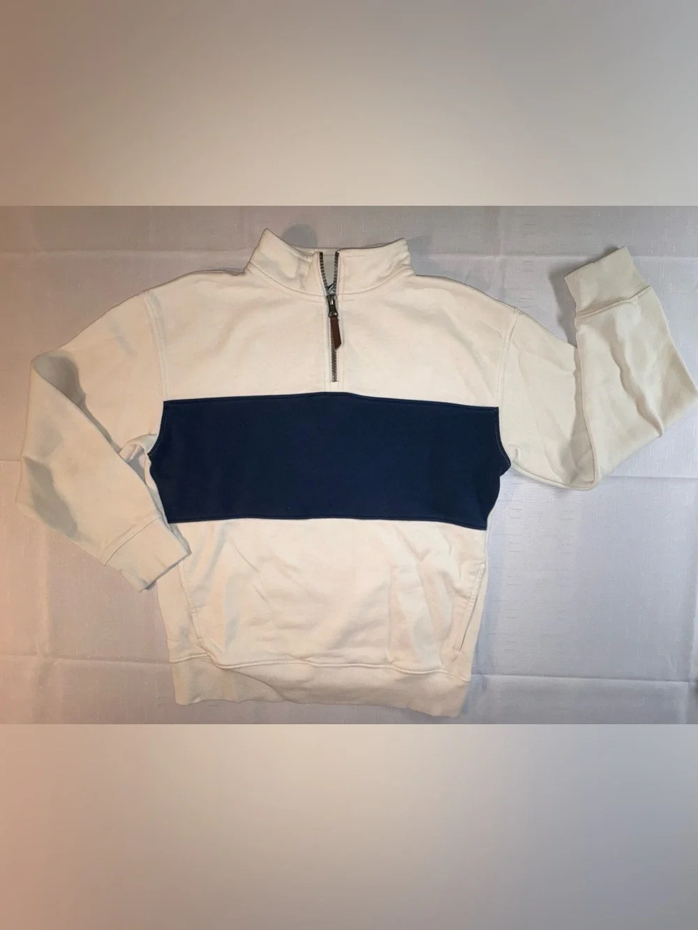 Old Navy Long-Sleeve Color Block Quarter-Zip Cozy Sweatshirt, Size Large (10/12)